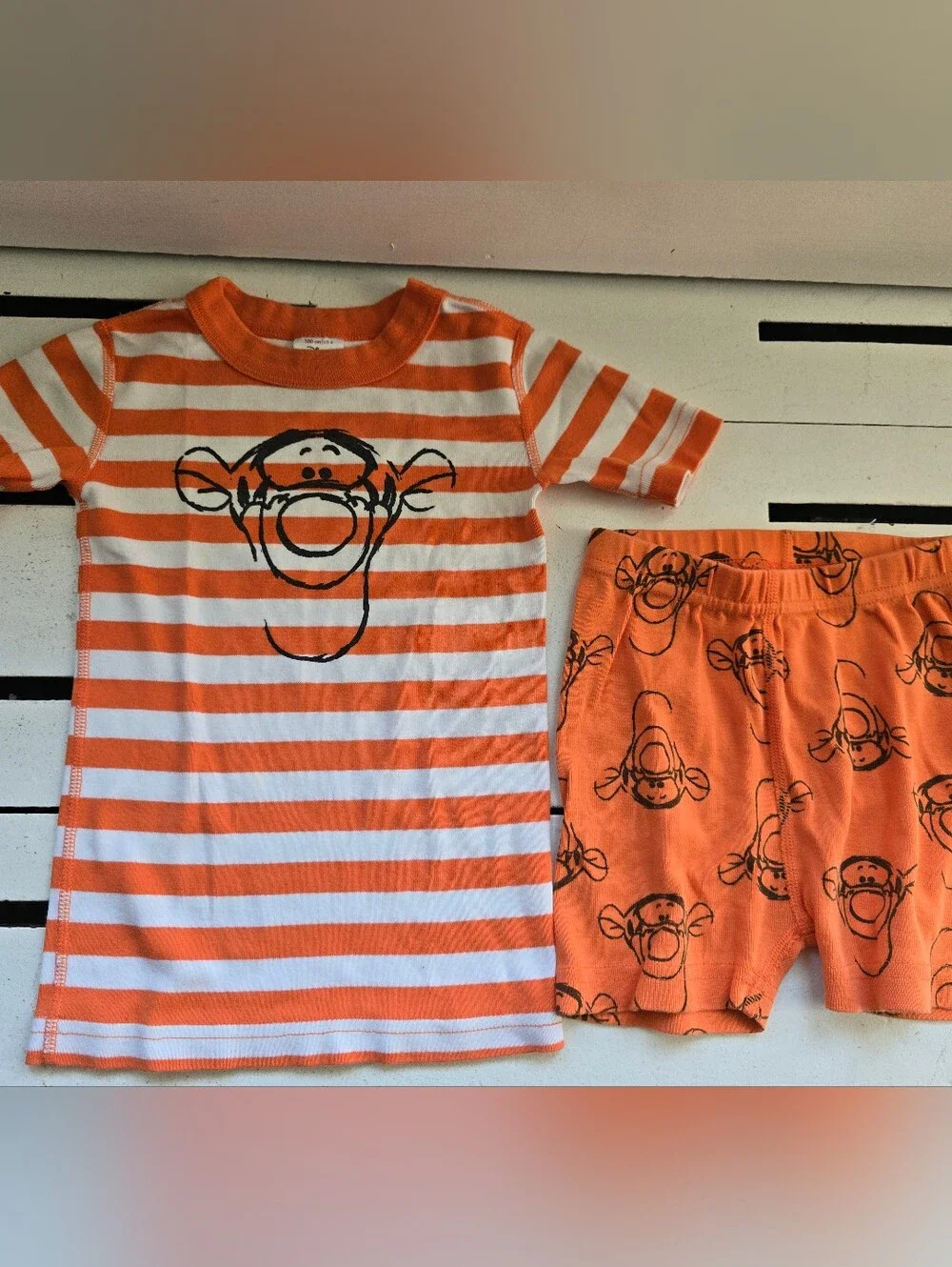 Hanna Andersson Orange & White Striped Tigger Pajama Set